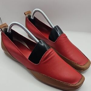 Siesto Meucci Red Leather Loafers Womens Size 9.5
